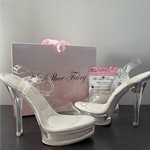 The Shoe Fairy - Goddess Olympian - Clear Platform Heels (size 7)